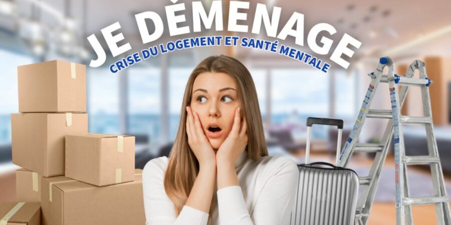 Femme fatiguée entourée de cartons de déménagement, tenant sa figure desespéré .